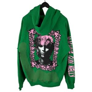 Mens Machine Gun Kelly XX Tour Streetwear Rap Music Green Hoodie Size L